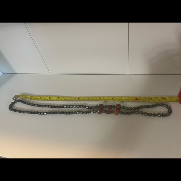 Rare Vintage Bloodstone Hematite Barrel Necklace size 14inch - Picture 4 of 6